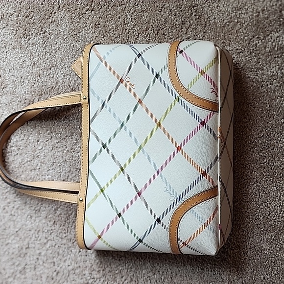 * Coach Peyton Tattersall White Hand Bag Tote Purse - Picture 4 of 10